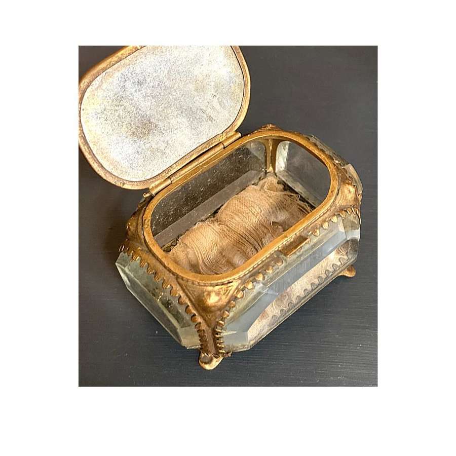 Antique French glass trinket box