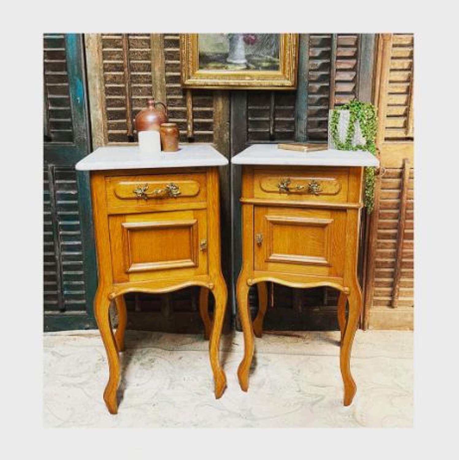 French Marble top nightstands