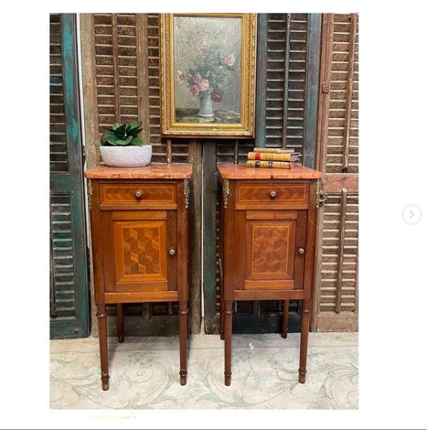 French antique nightstands or bedside tables