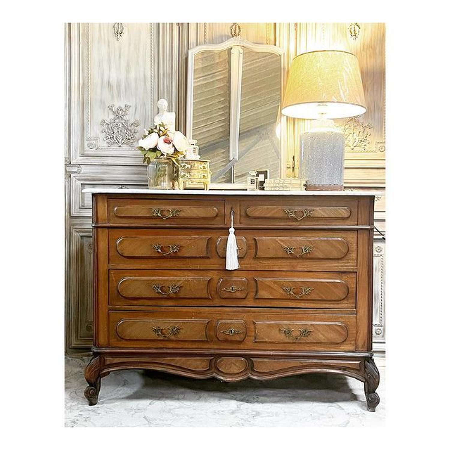 French marble top chest of drawers