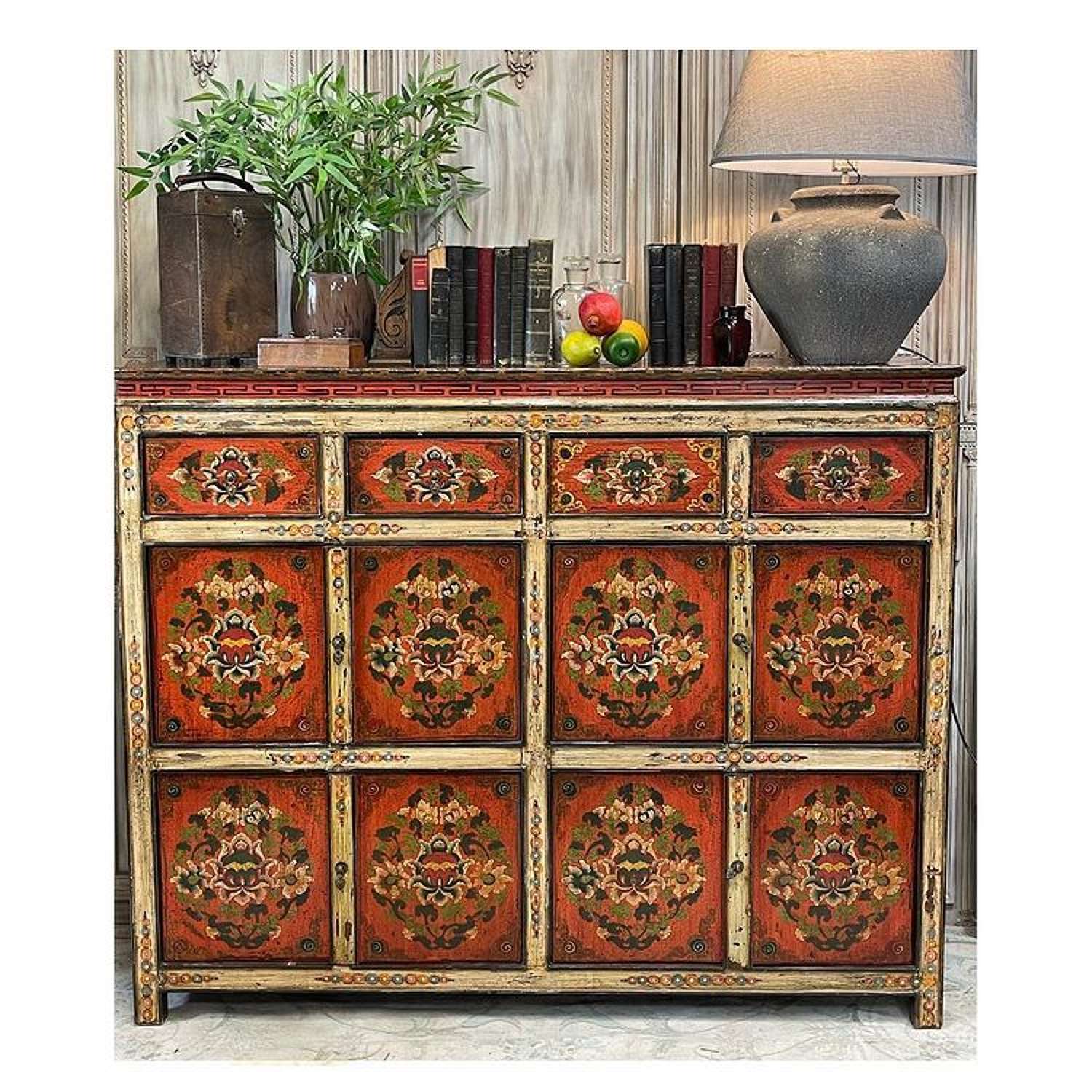 Apothecary style Tibetan cabinet