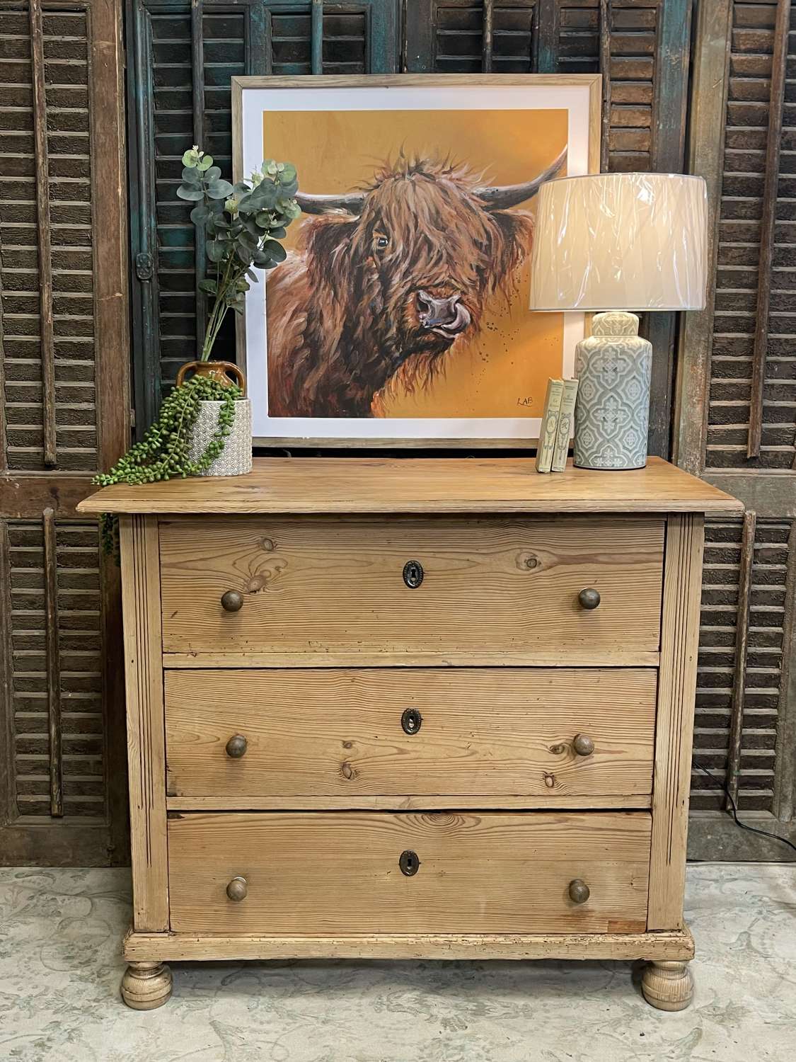 Dutch pine chest of drawers