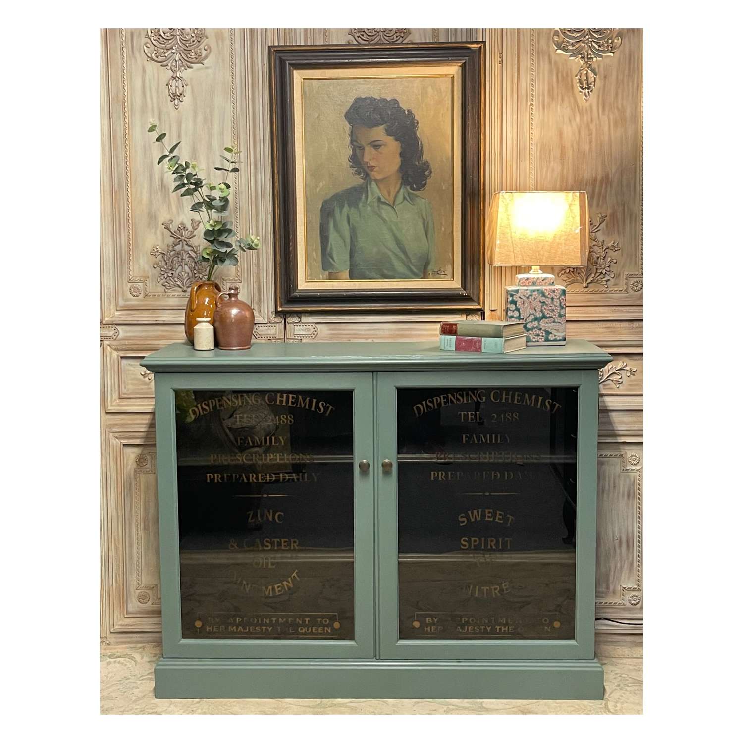 Vintage glazed cabinet or bookcase