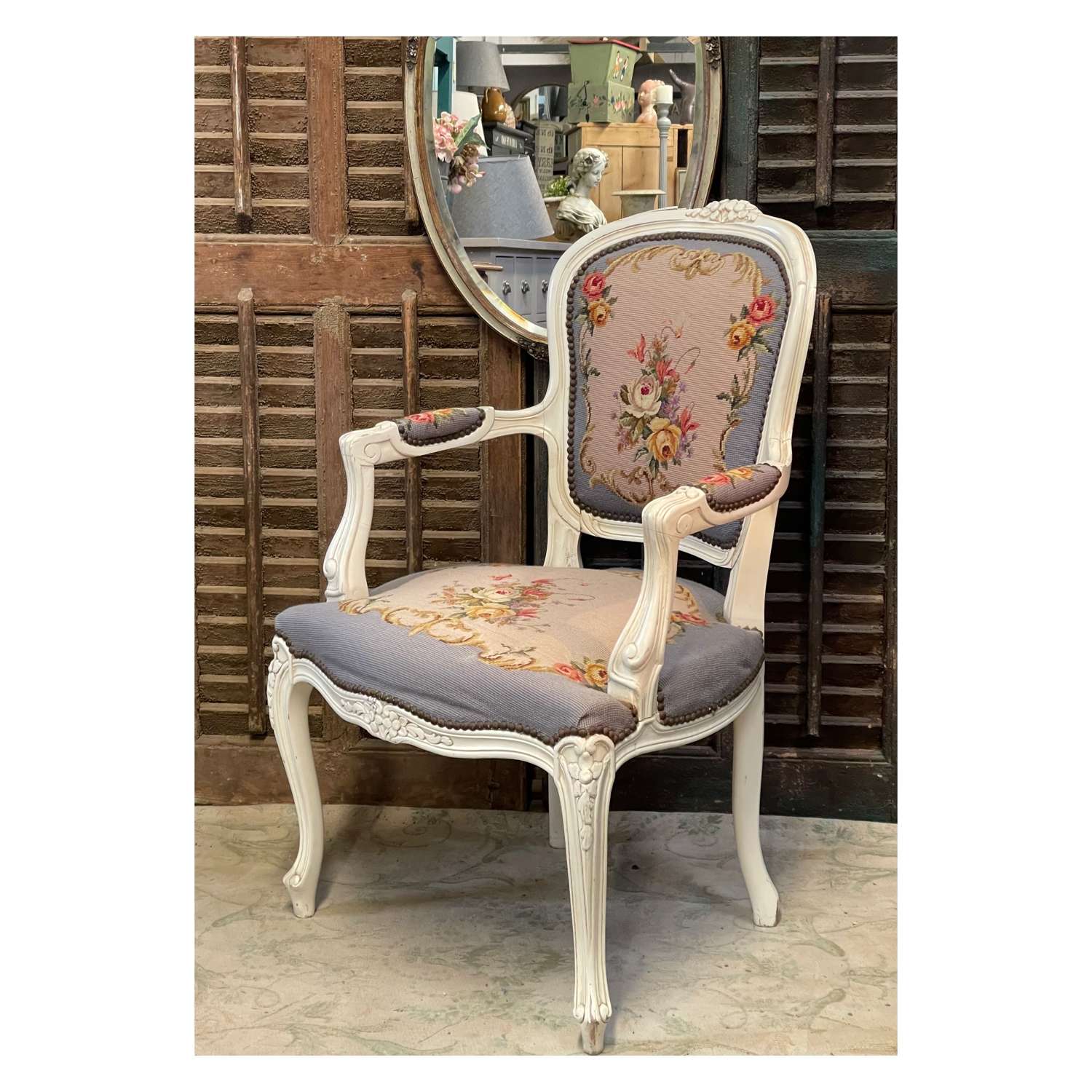 French floral tapestry chair