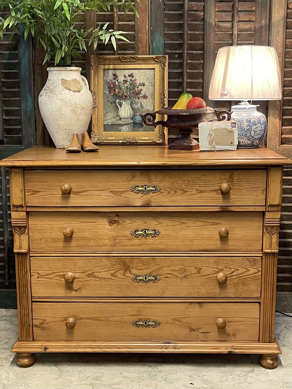 Antique Dutch pine chest of drawers