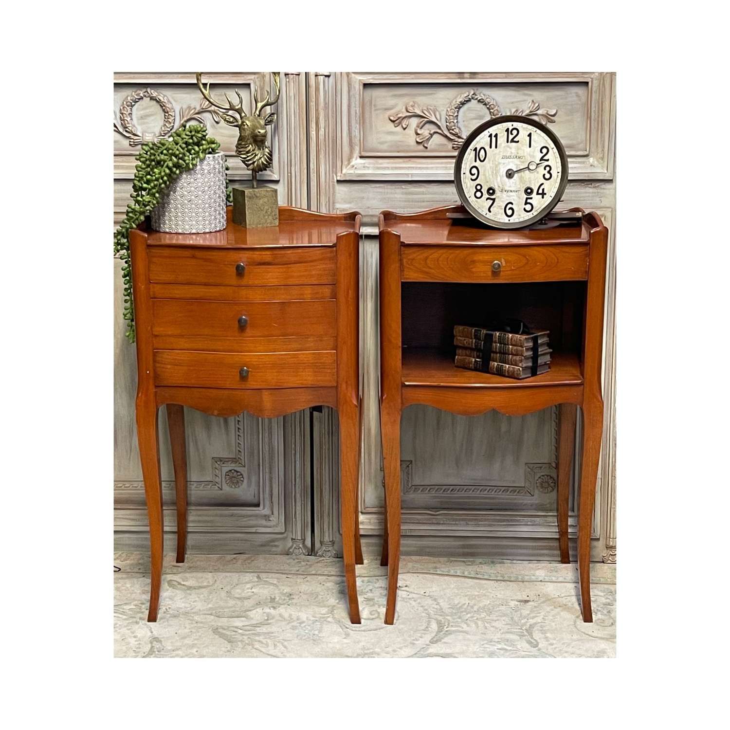 Pair of French ‘his and hers’ bedside tables