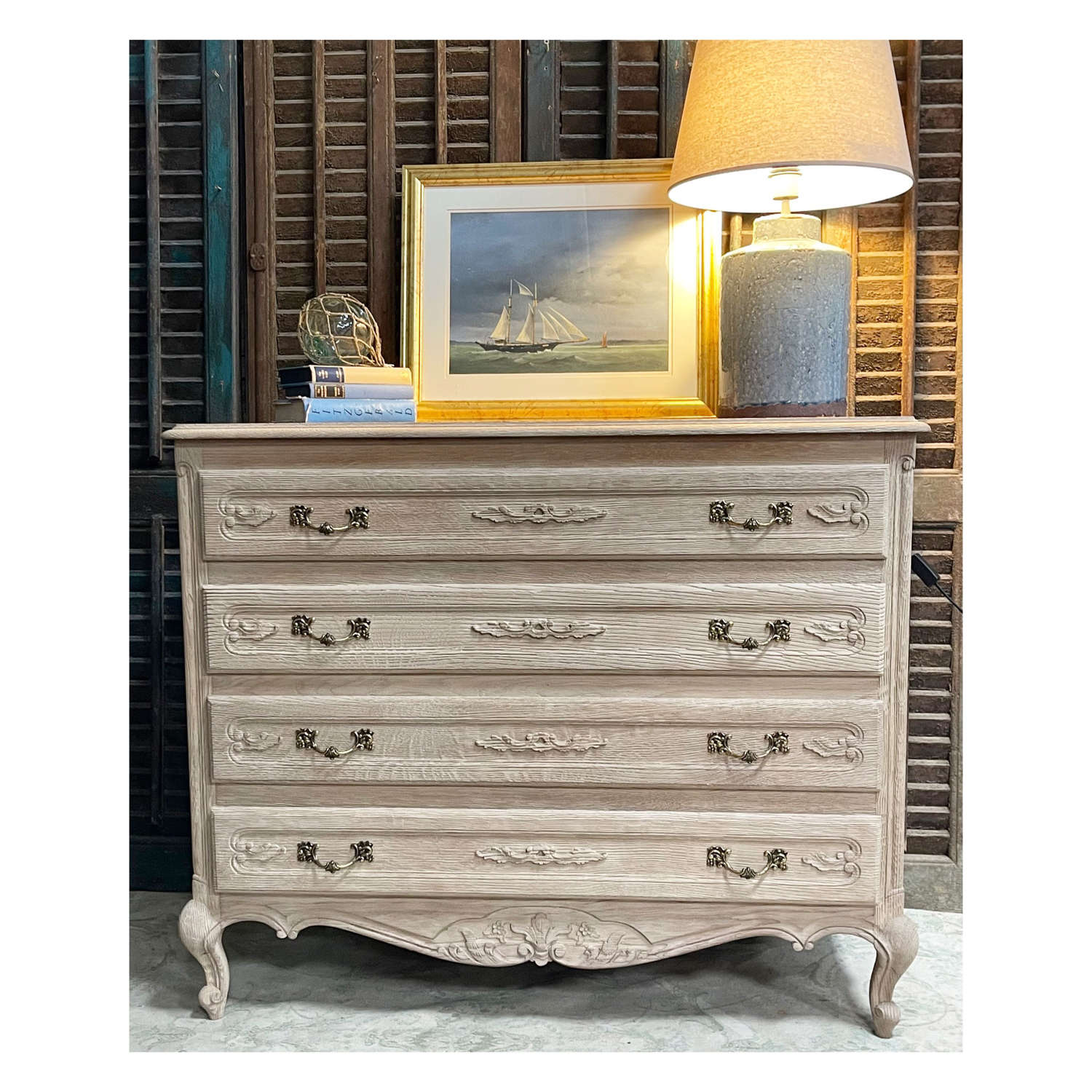 Weathered oak French chest of drawers