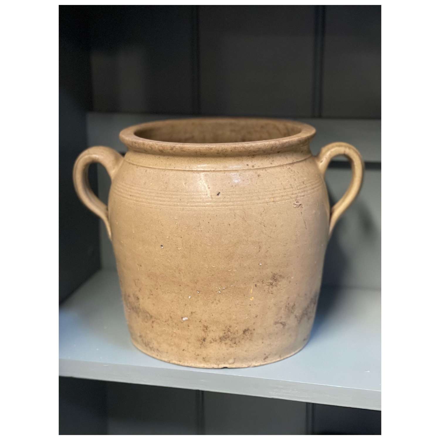 French rustic stoneware confit pot jar