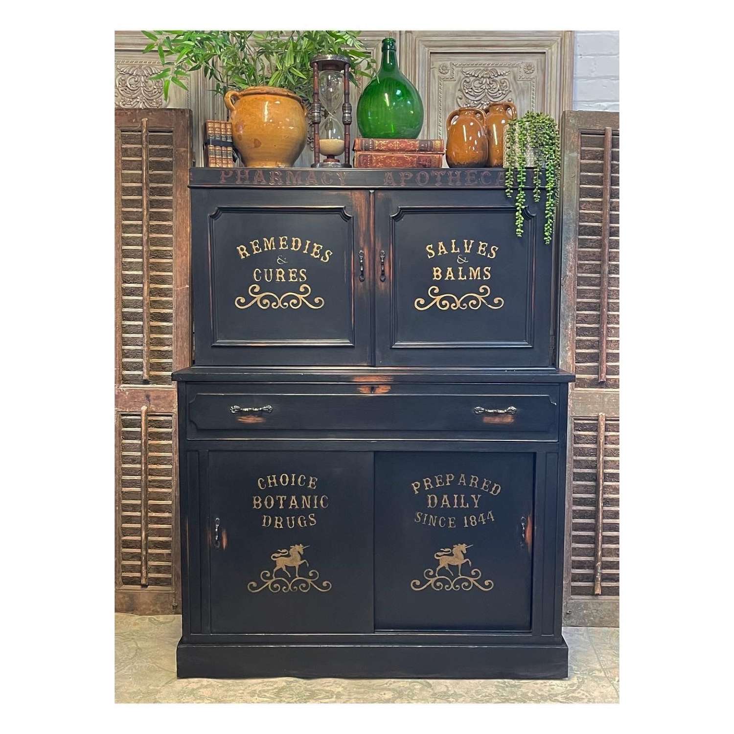 Vintage Signwritten pharmacy style cabinet