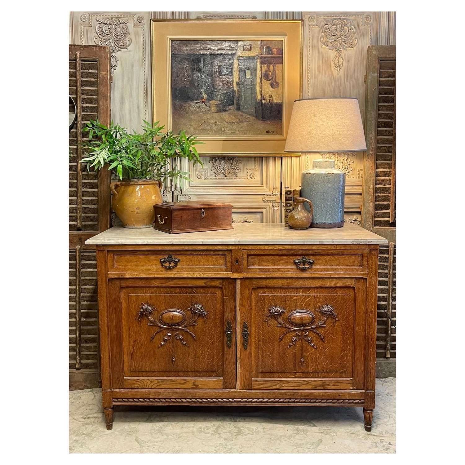 Rustic French cupboard with Marble top