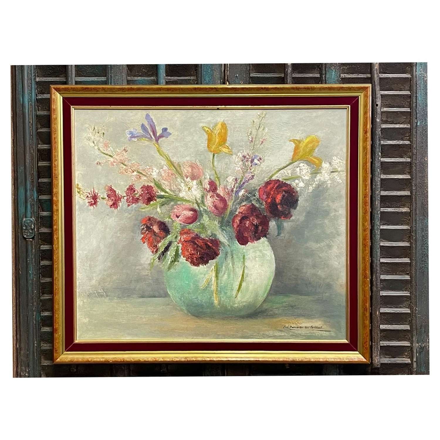 Dutch Floral Oil on Canvas c 1930-40