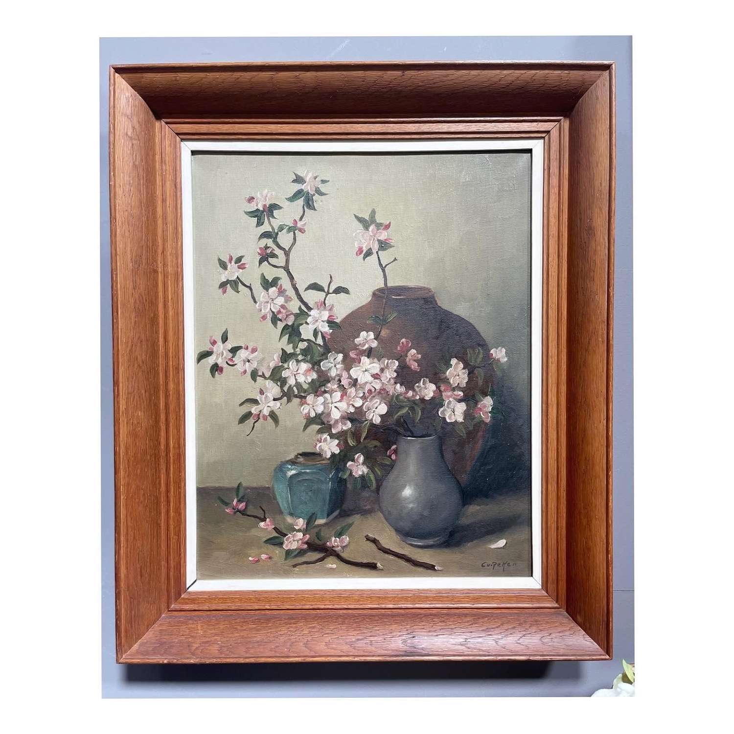 Oil on Canvas Japanese Cherry Blossom c 1940