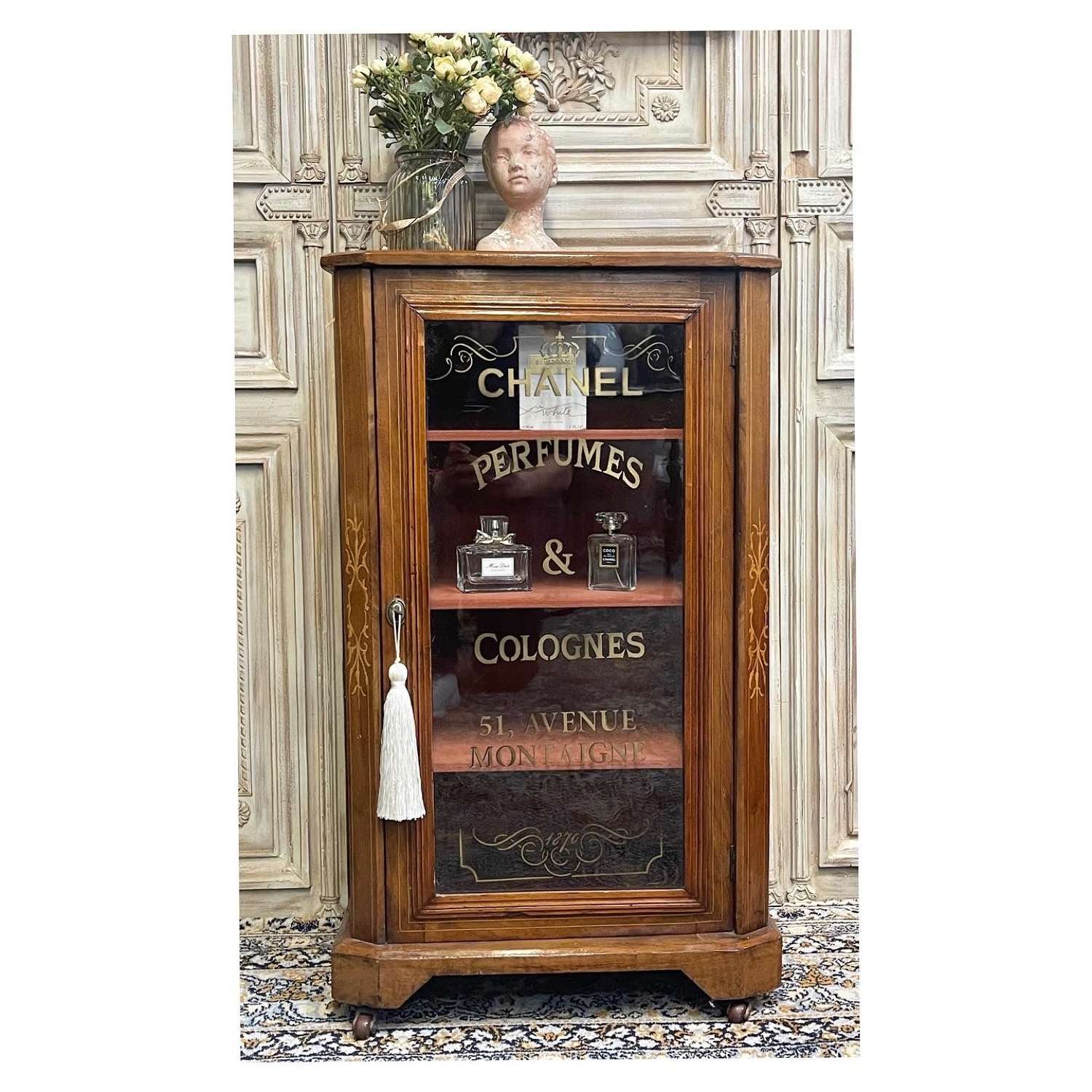 Edwardian  Mahogany Perfume Cabinet with Marquetry Inlay