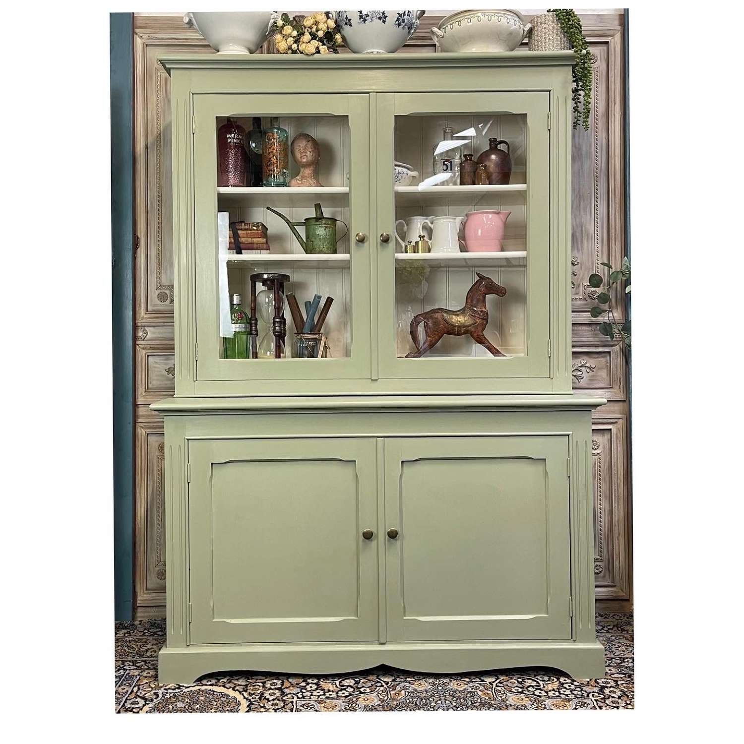 Country Style Glazed Dresser in Farrow & Ball Lichen