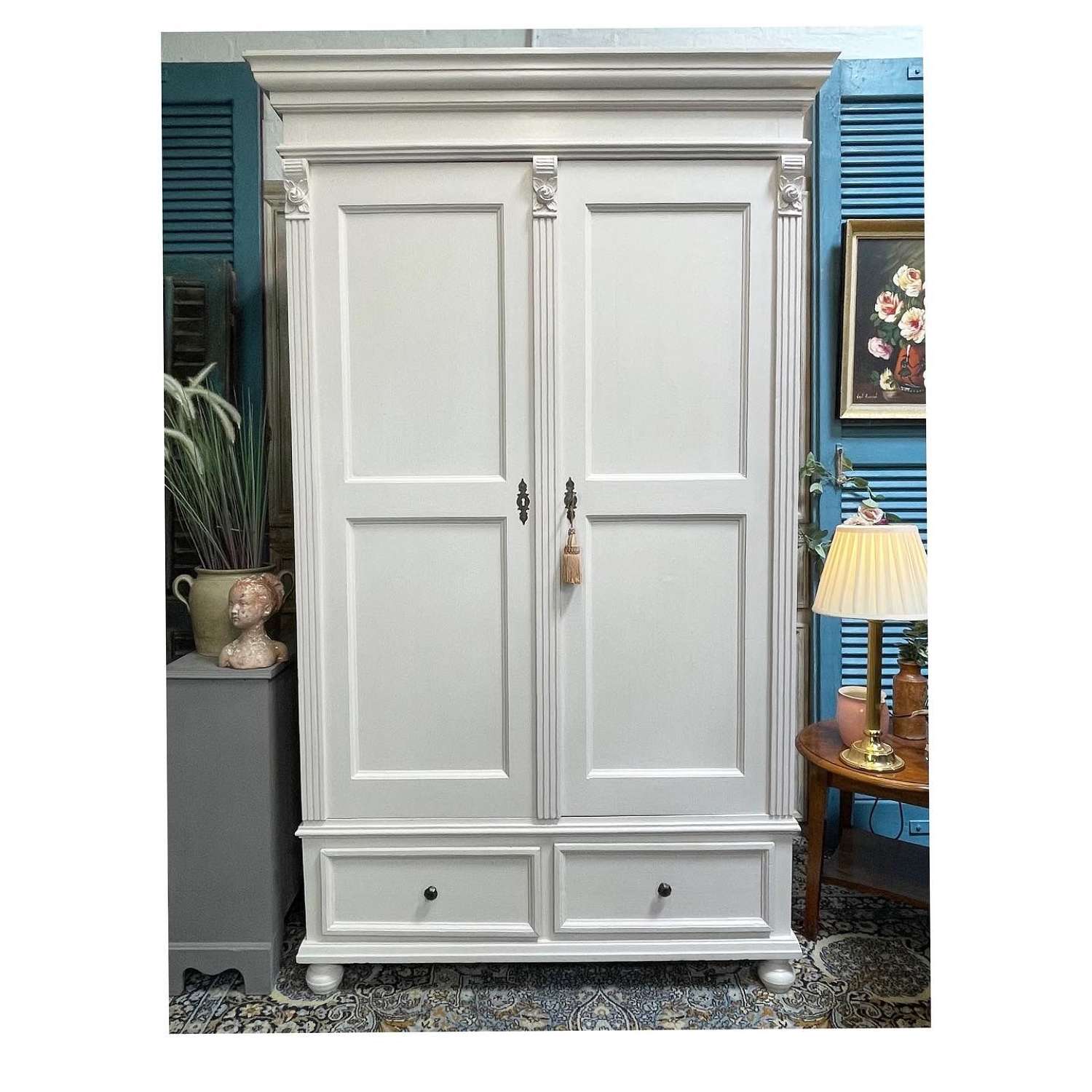 Pine Knockdown Wardrobe painted in China Clay