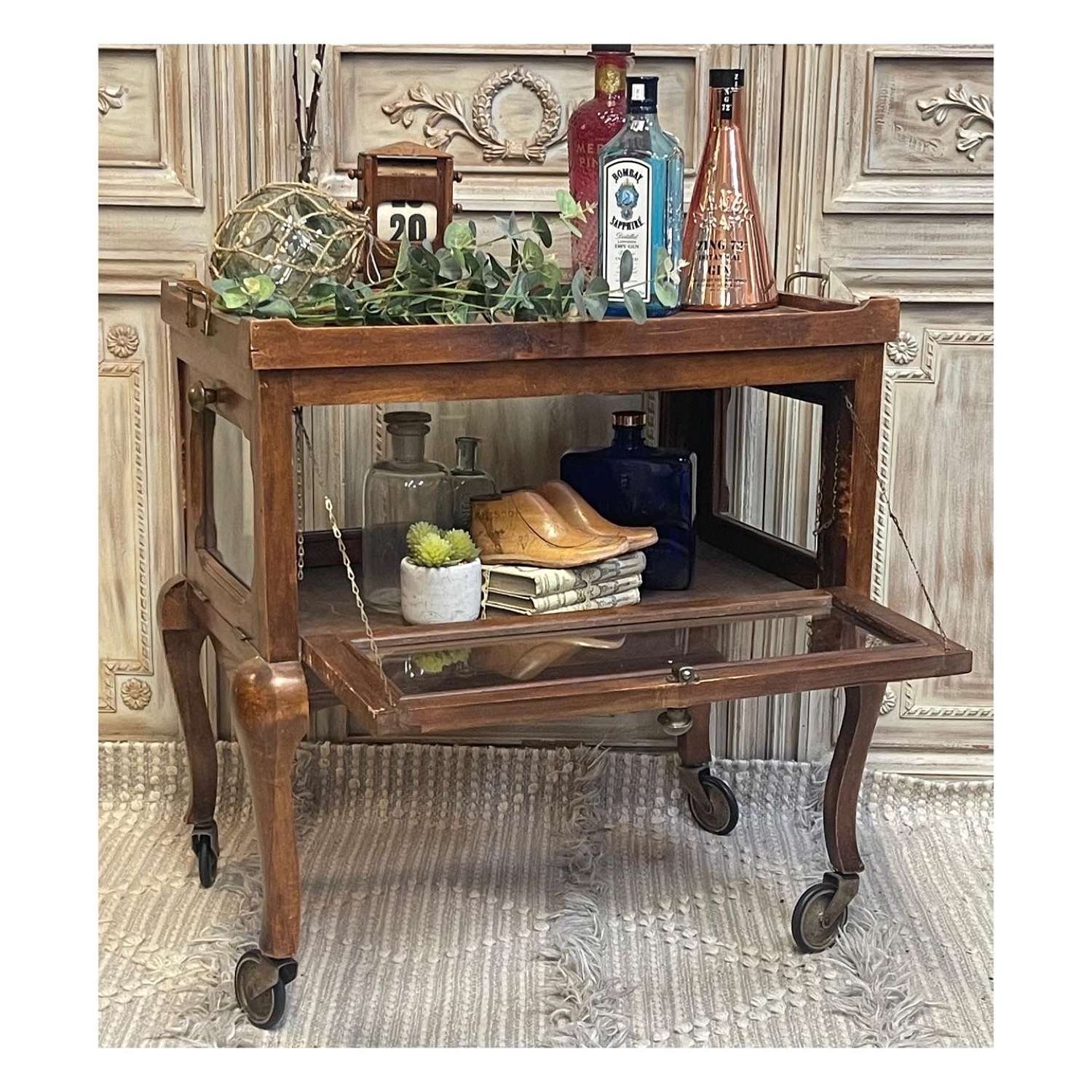 Vintage drinks Cabinet / trolley with tray