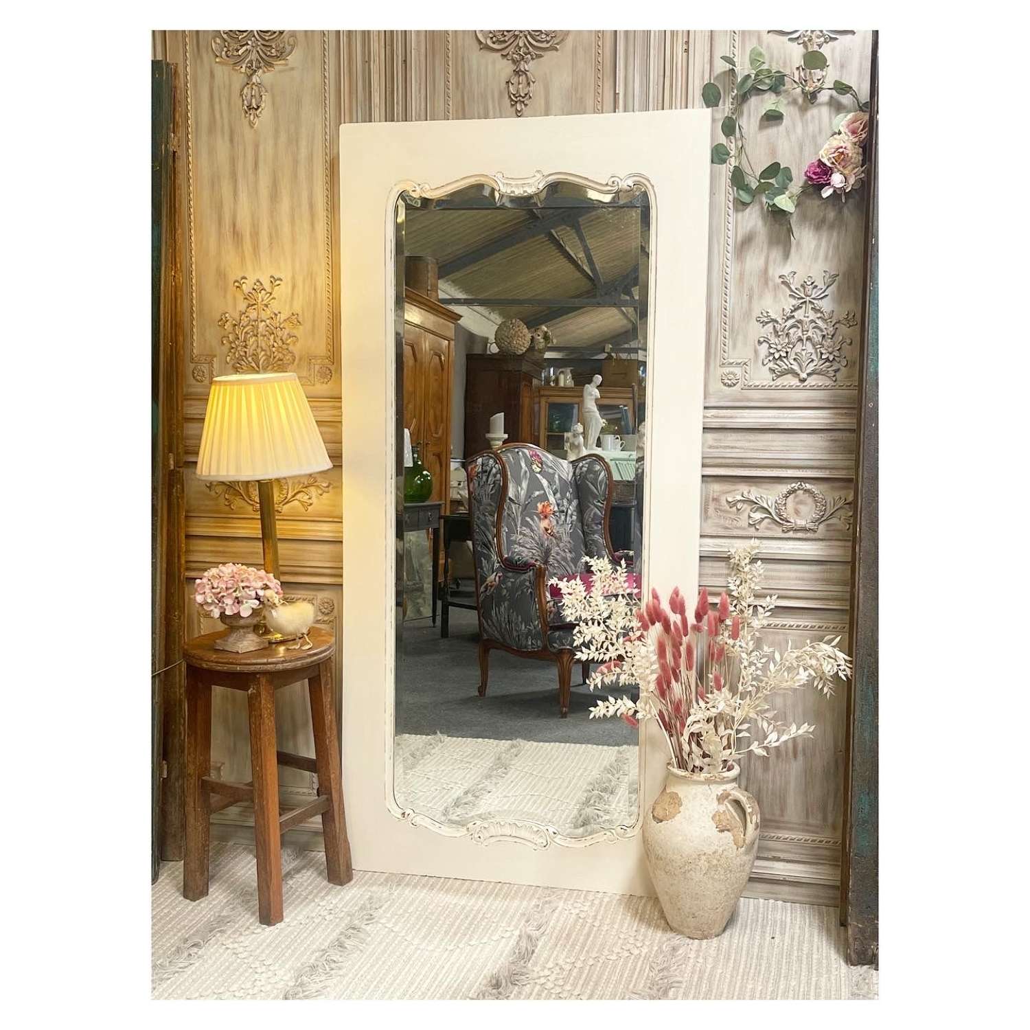 Cream Painted French Wall Mirror
