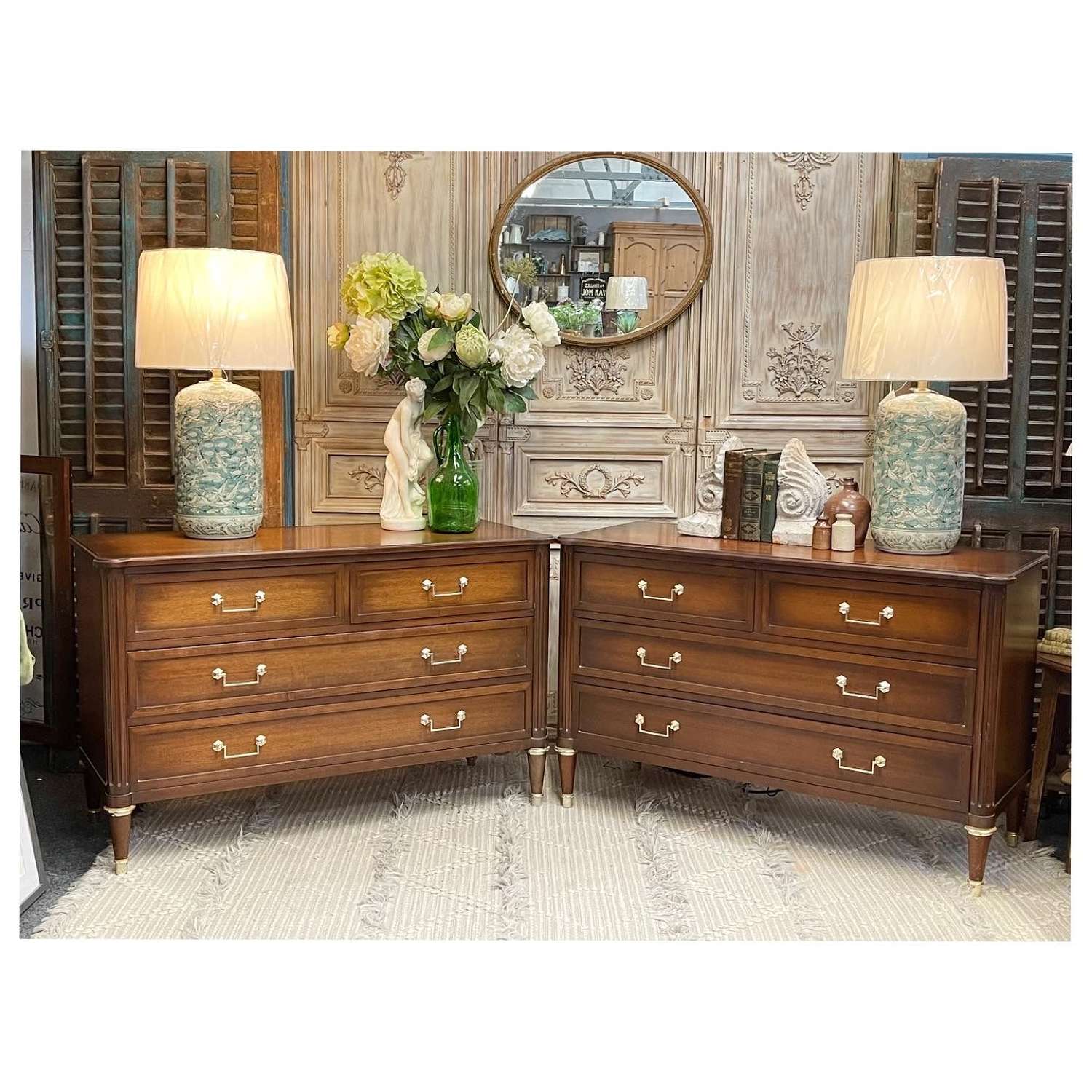 Identical Pair of French Empire Style Chest of Drawers