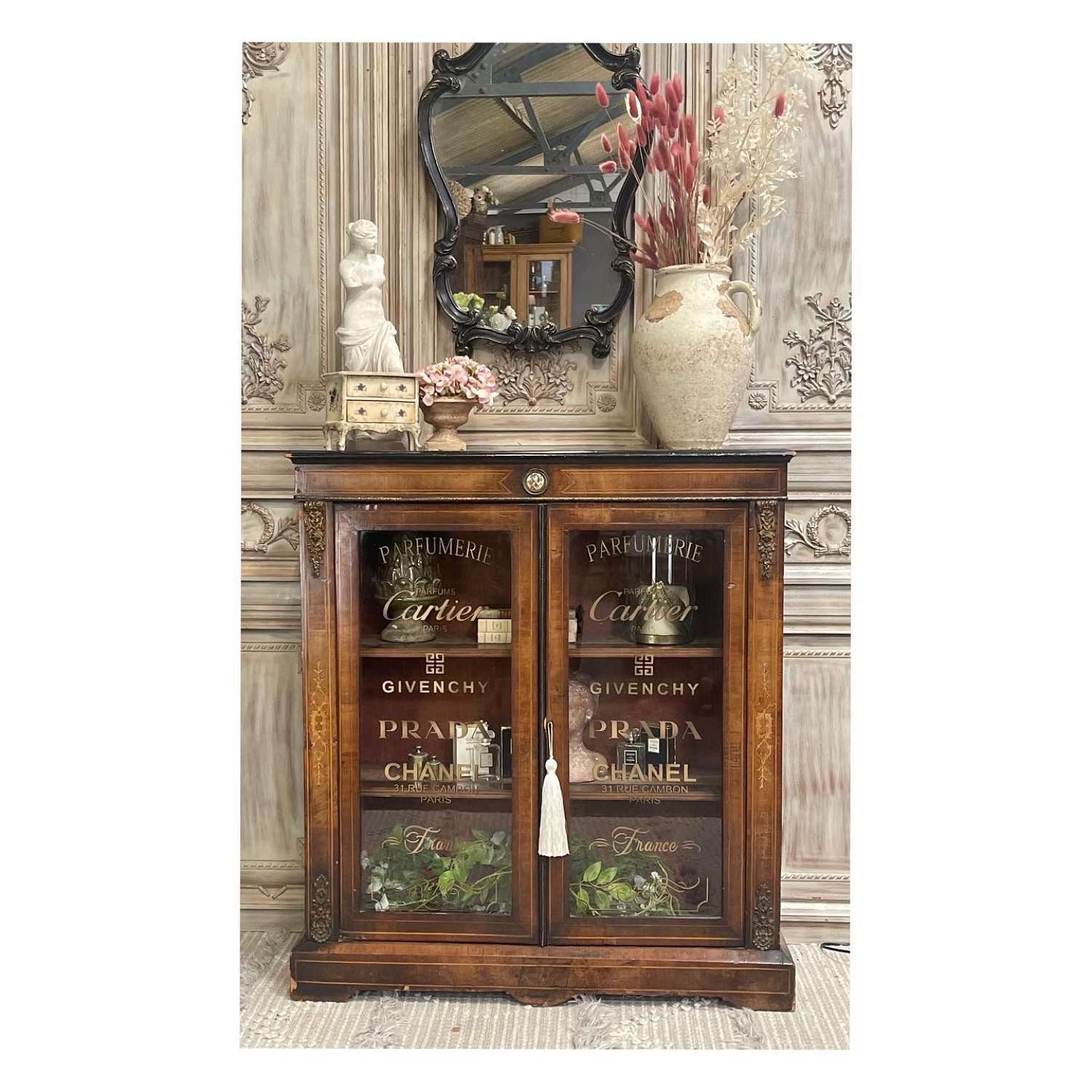 Antique Walnut Perfumerie Cabinet, Bathroom Cabinet