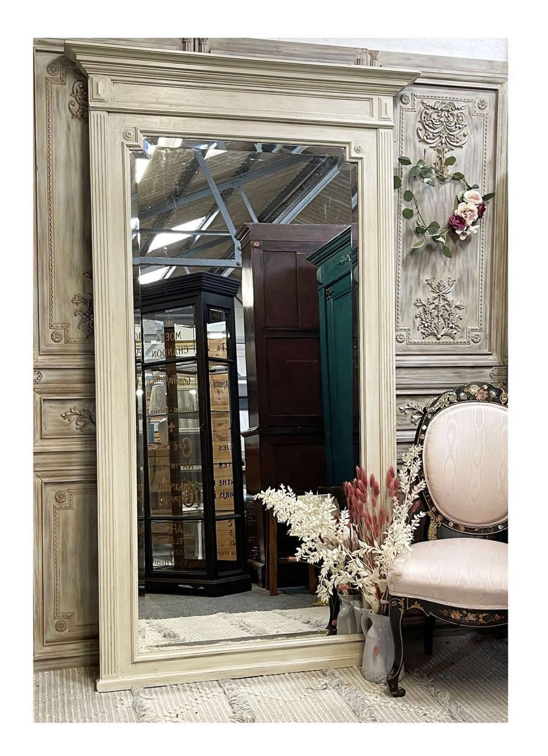 Gustavian Style Tall, Bevelled Leaner Mirror, c1900