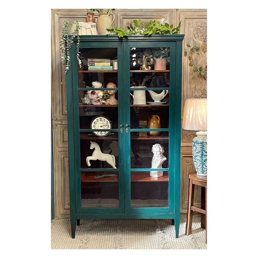 Stunning Painted French Glazed Cabinet