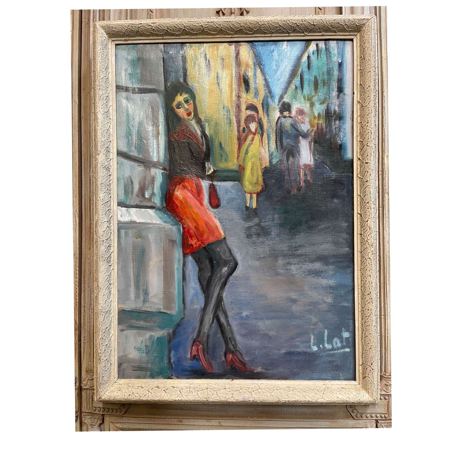 Mid 20th Century Oil on Canvas - Street Walker
