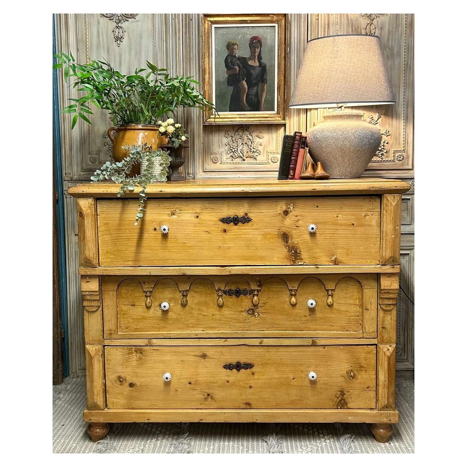 Antique Pine Rustic Hungarian Chest of Drawers c1900