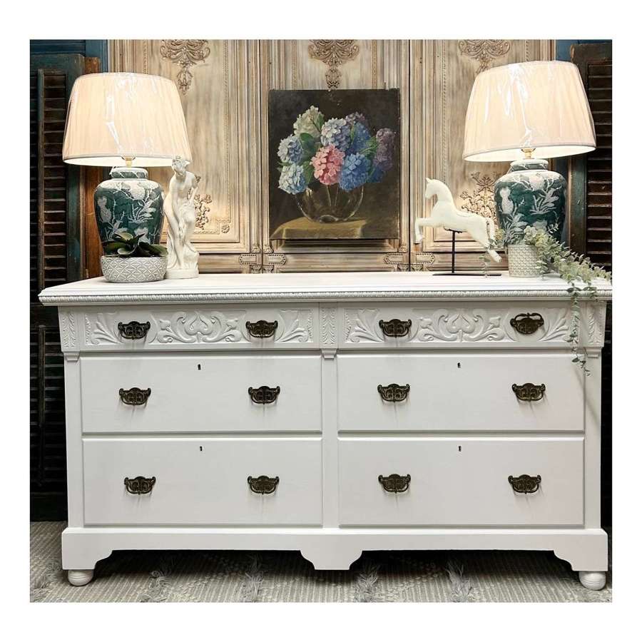 Victorian Painted Double Fronted Chest of Drawers or Sideboard