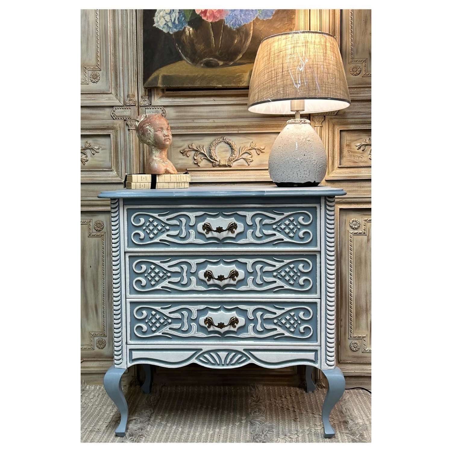 Small Vintage Painted French Chest of Drawers