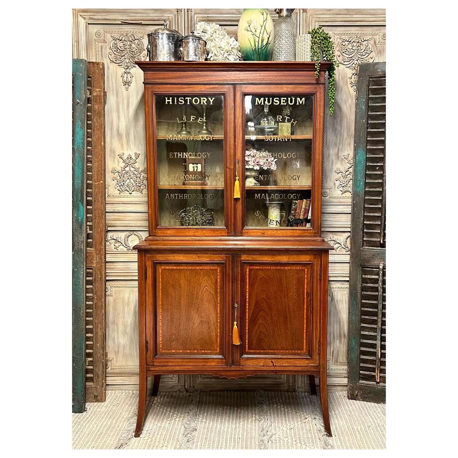 Edwardian Mahogany Glazed Cabinet Dresser of Small Proportions