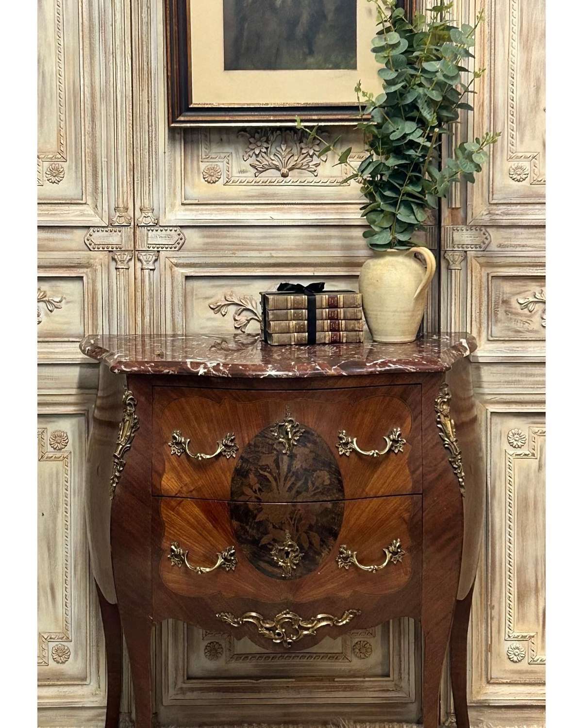 French Marble Top Mahogany Chest of Drawers