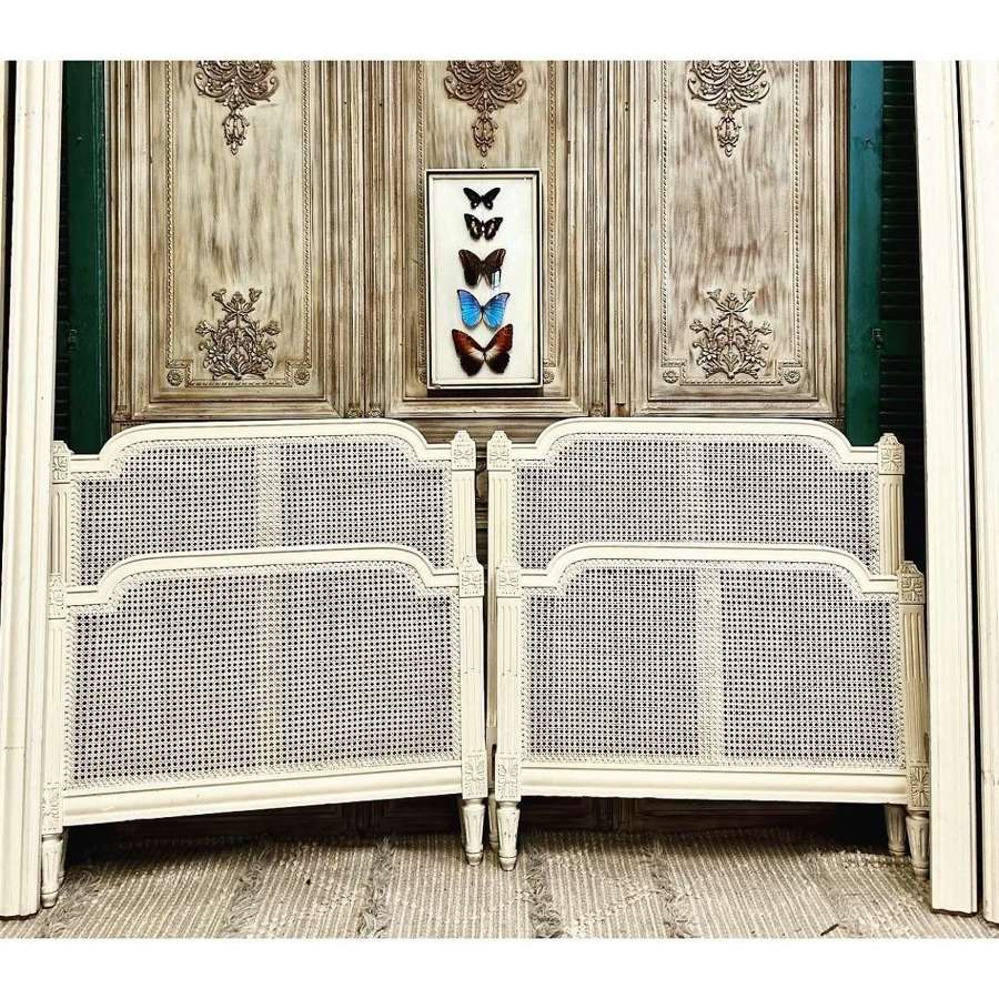 Pair of French Bergere Single Bed Frames with Slats
