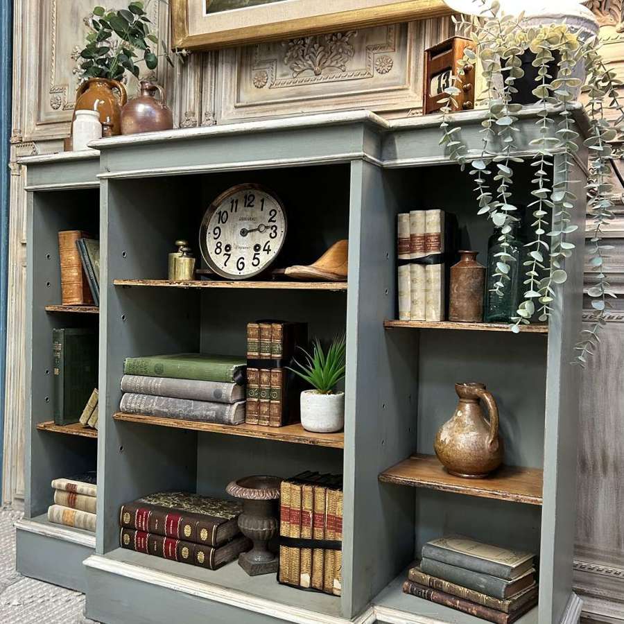 Breakfront Painted Bookcase, Rustic French Shabby look