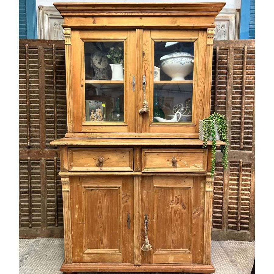 Antique Dutch Pine Glazed Dresser, Larder , Country Kitchen