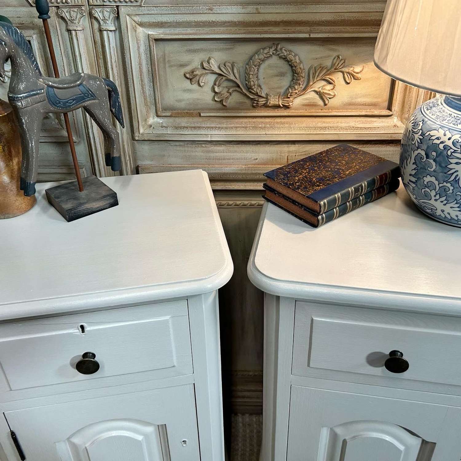 Pair of Painted Country Pine Bedside Cabinets