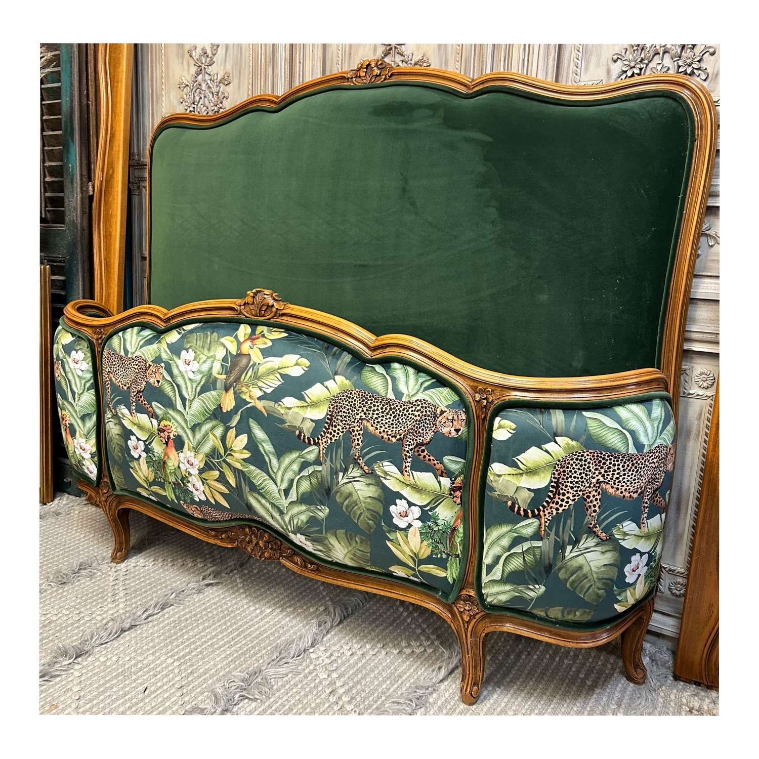 French Demi Corbeille Cheetah Double Bed