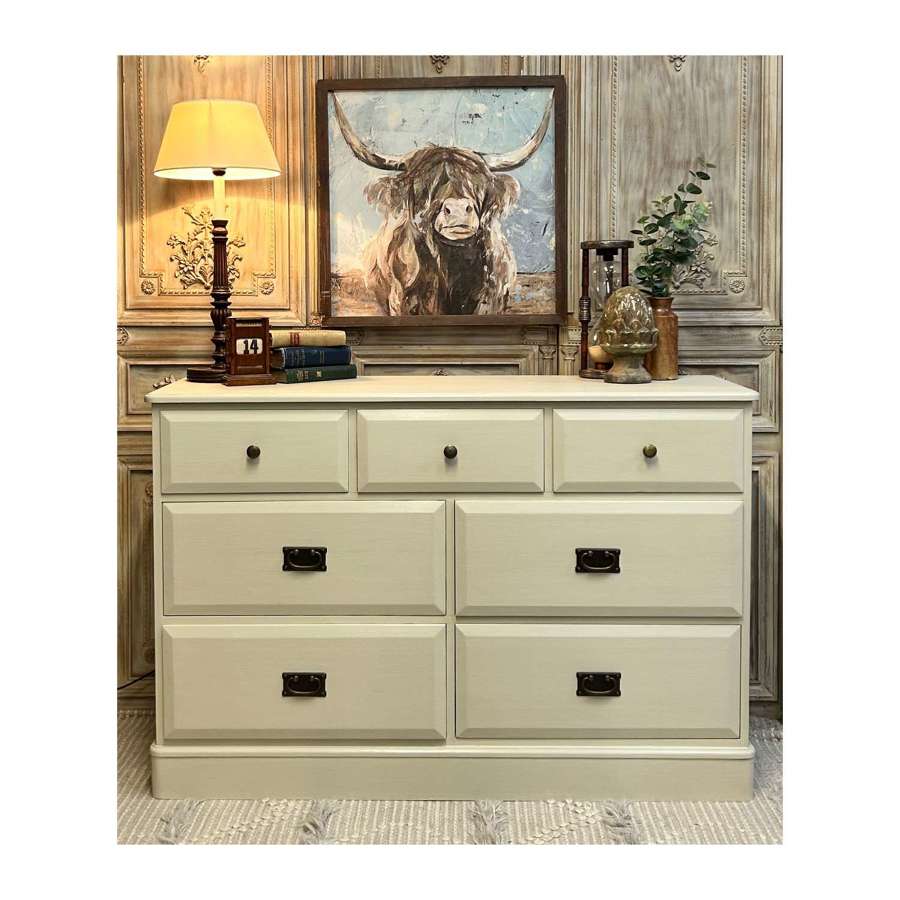 Painted Multi Drawer Chest of Drawers - Double Paris Grey