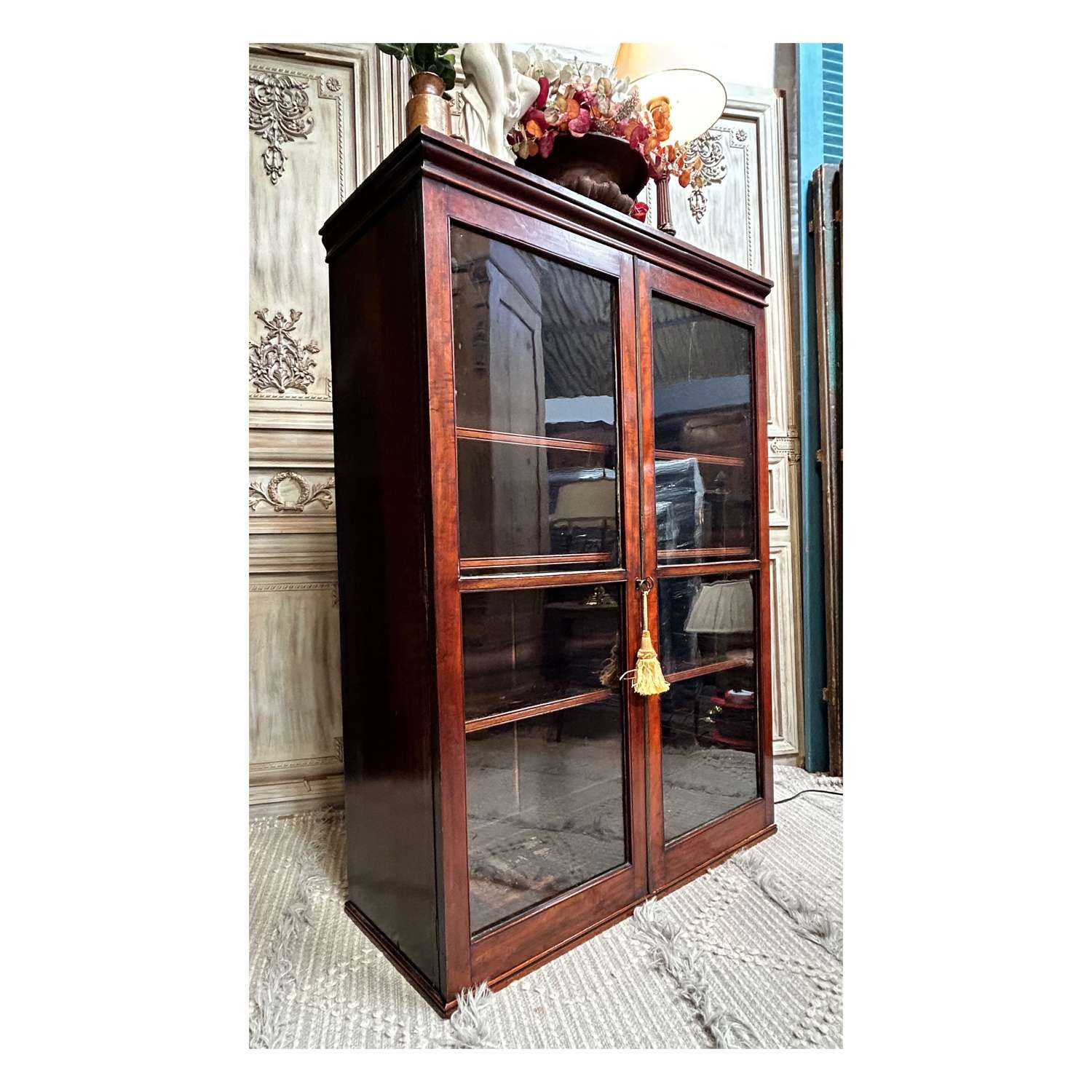 Victorian Mahogany Glazed Cabinet, Bookcase, Drinks Cabinet, Linen