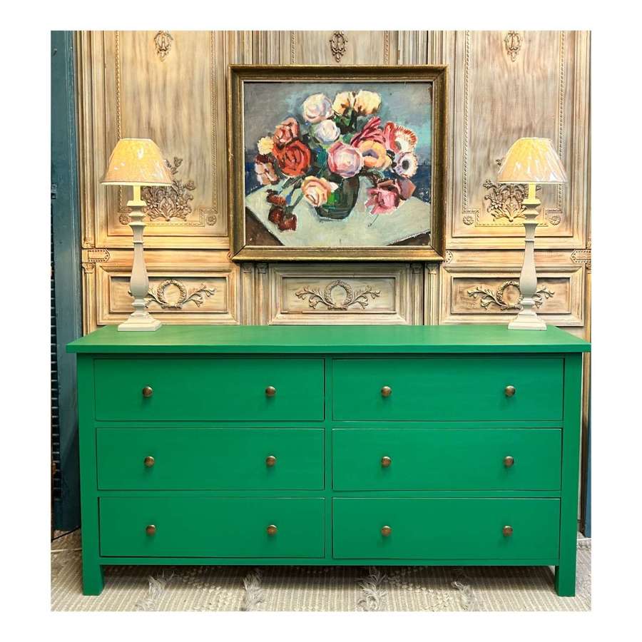 Verdi Gris Green 6 Drawer Bedroom Chest or Sideboard