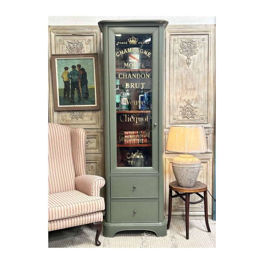 Tall Drinks Cabinet with 2 drawers in Hornblende