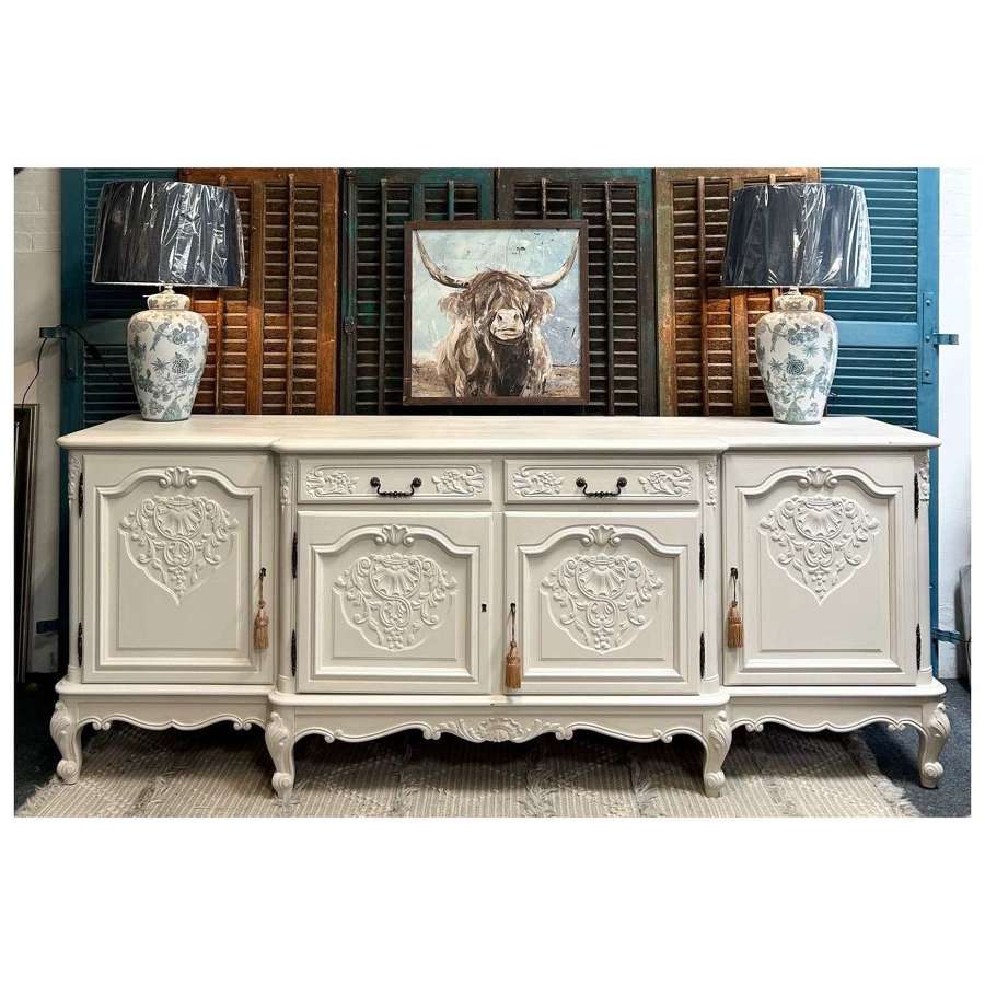 8ft Louis XV Style Painted Carved Oak Sideboard /, Buffet