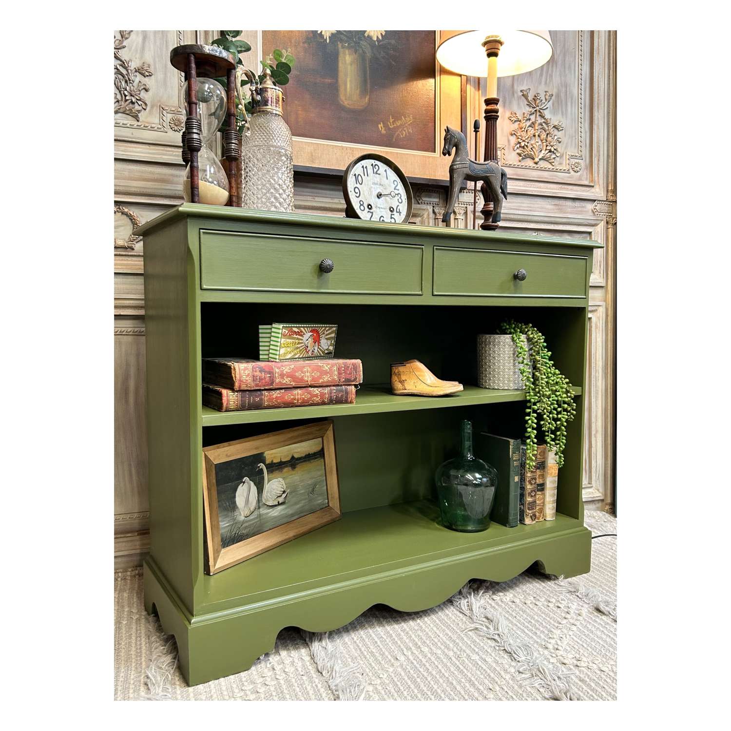 Painted Bookcase or Hall Console with Drawers