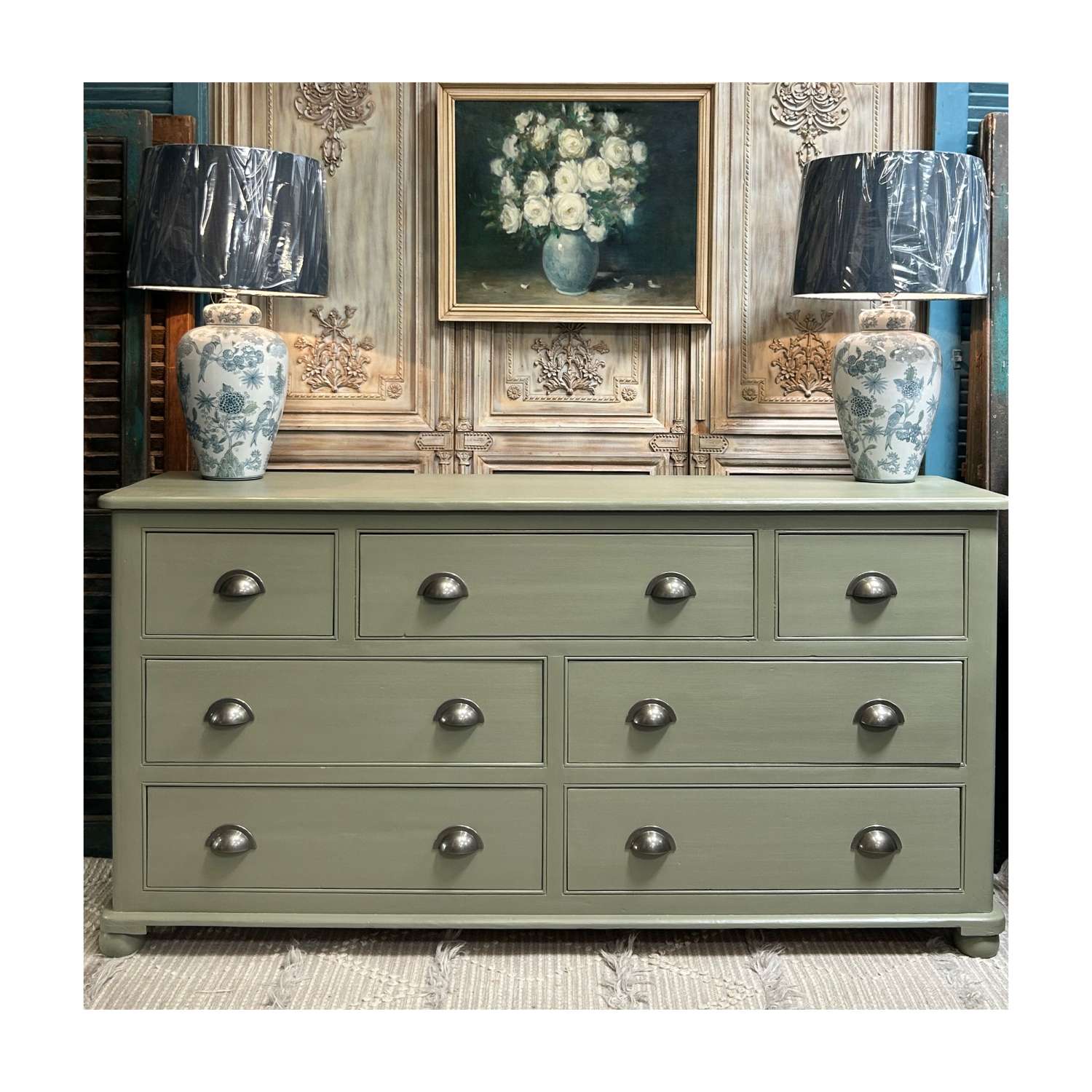 Large Chest of 7 Drawers - Painted in Treron by F&B