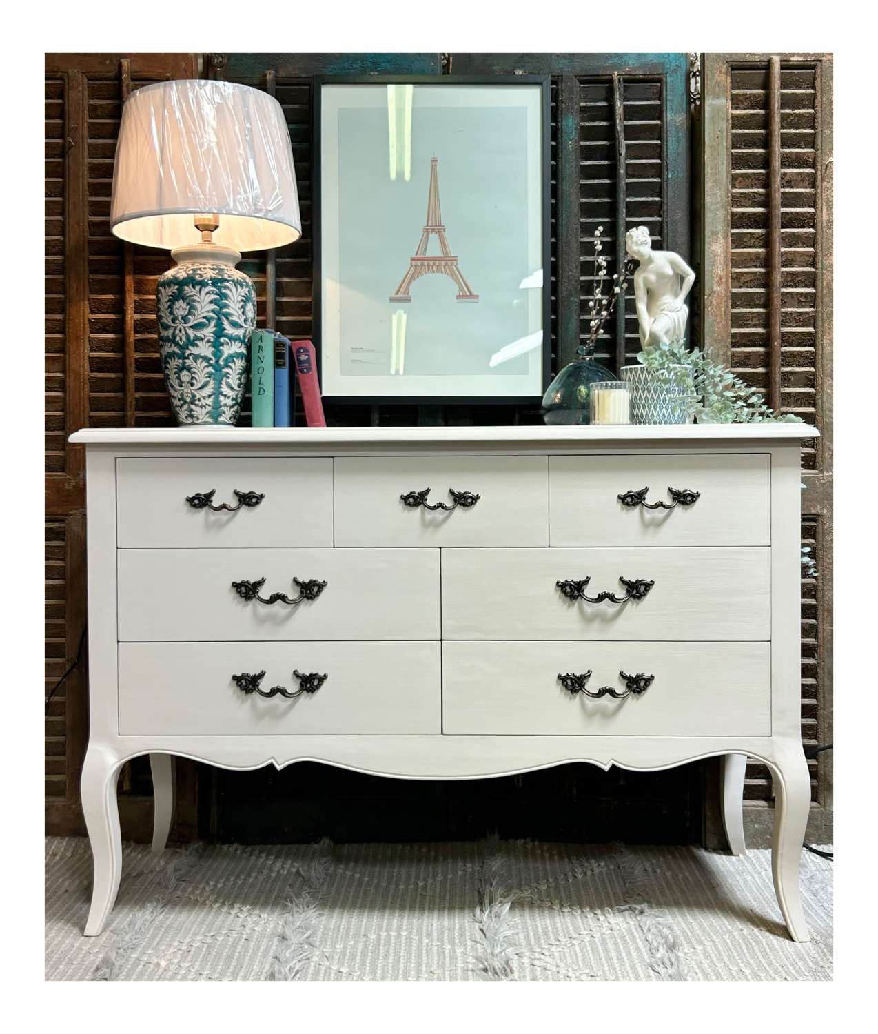 French Style Chest of Drawers in Stirabout a warm neutral shade