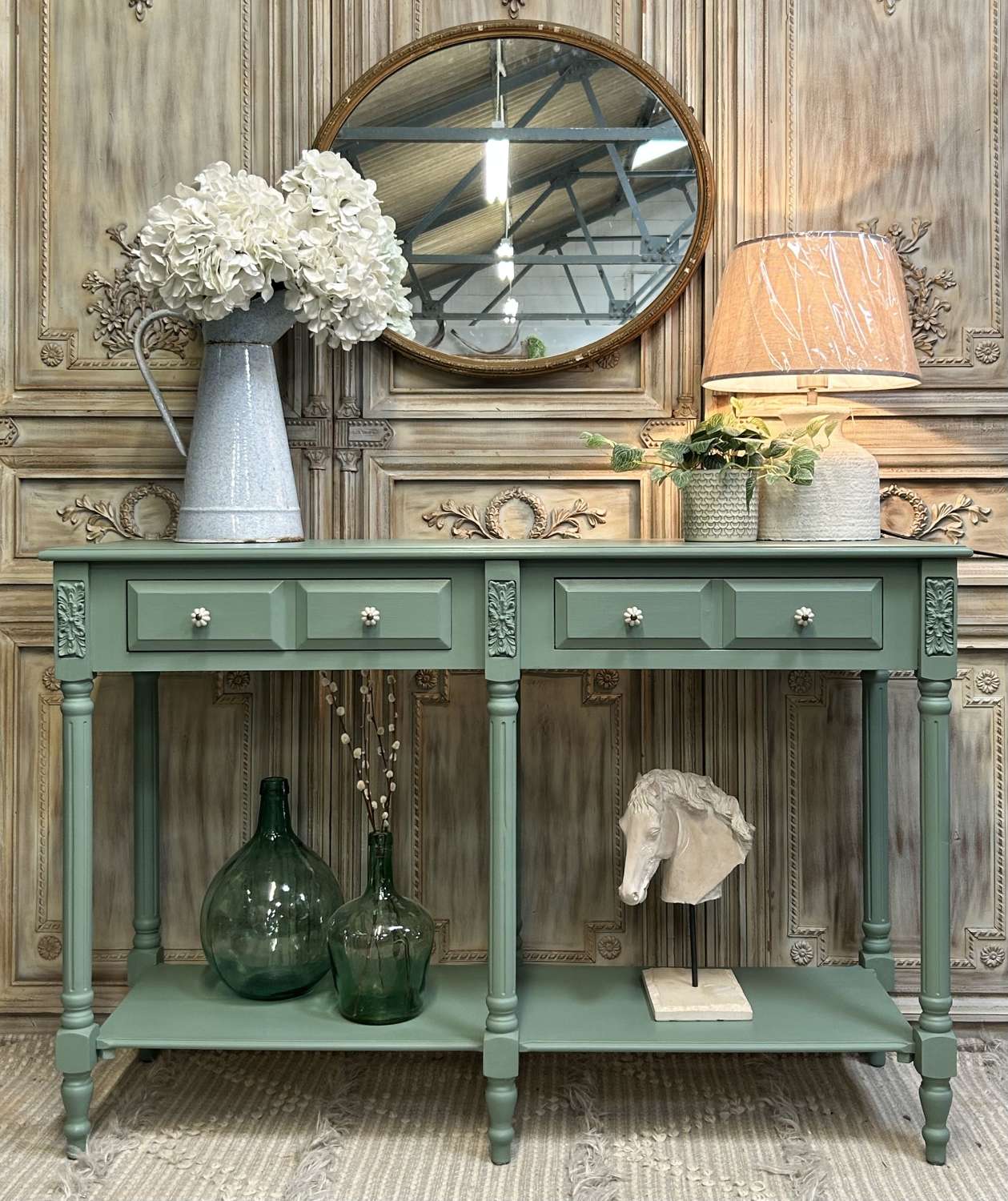 French Style Hall Console Table with Lower Shelf