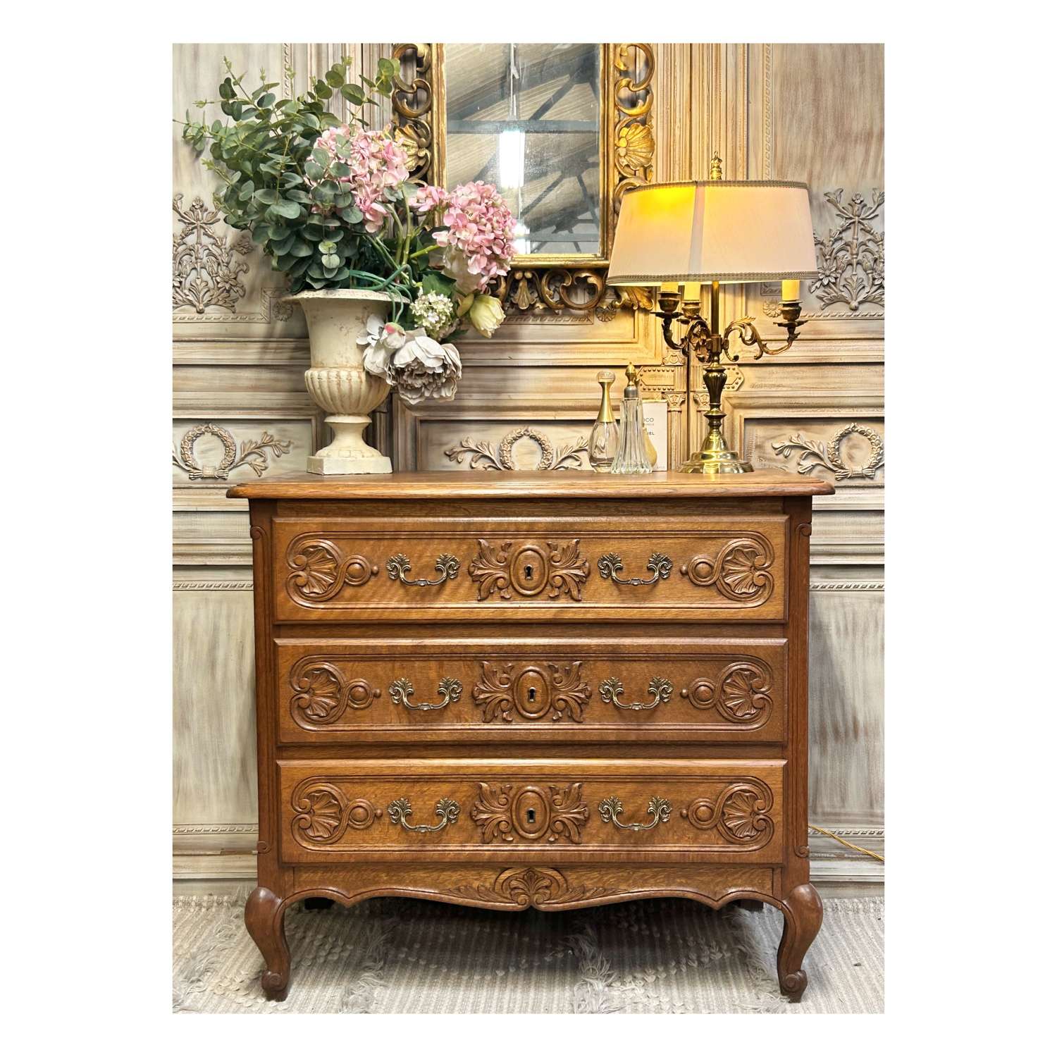 Ornately Carved Small French Chest of Drawers