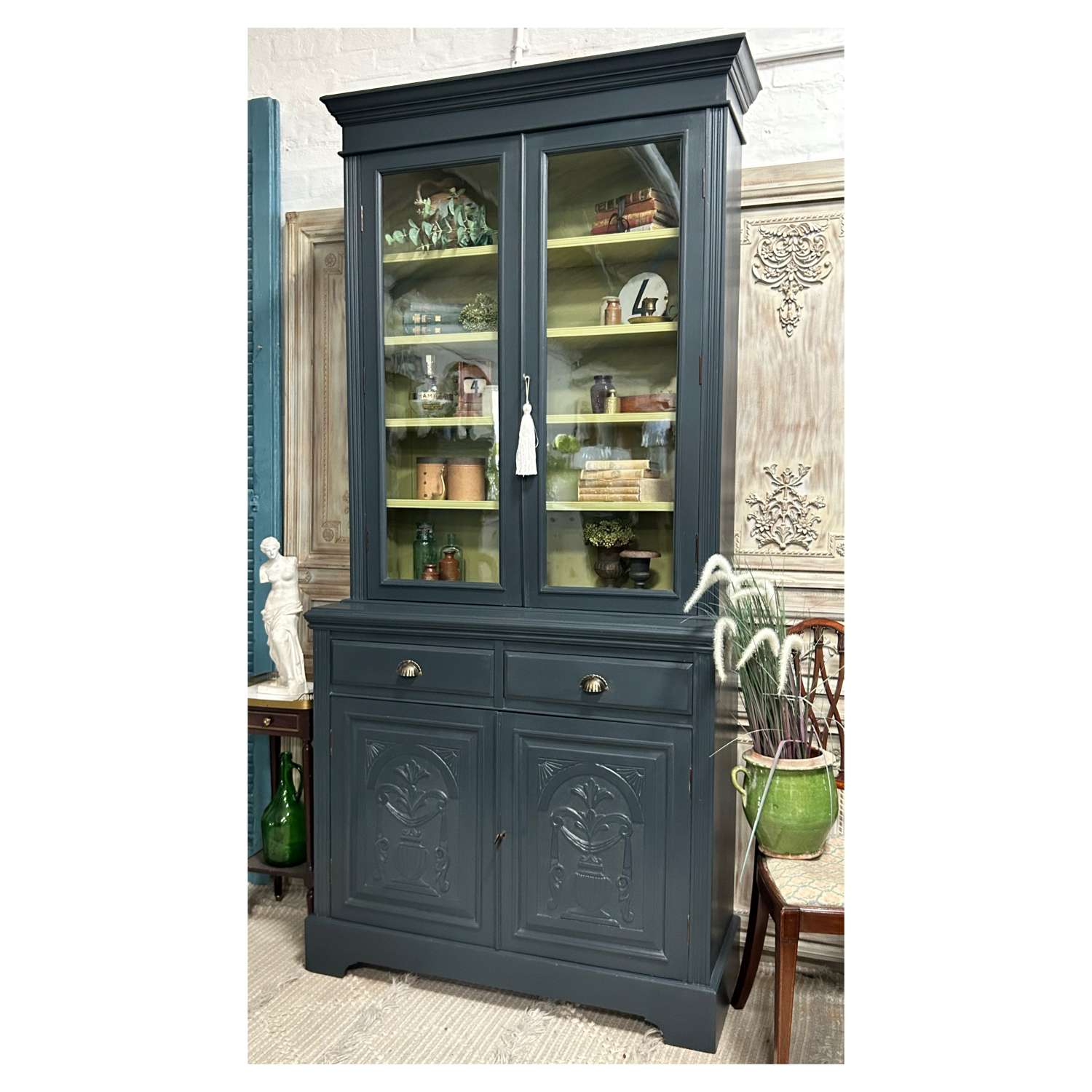 Victorian Mahogany Bookcase, Glazed Cabinet, Dresser Cupboard