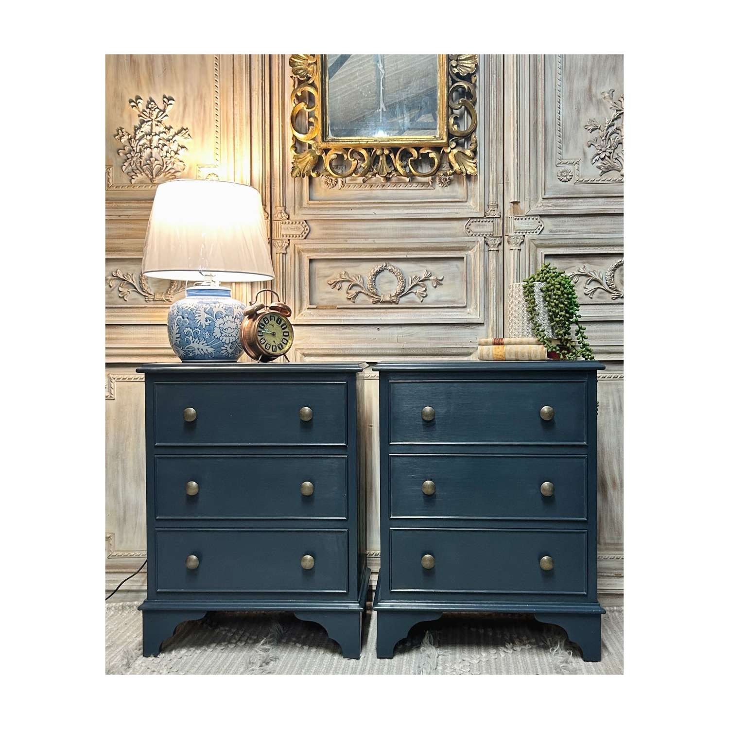 Pair of Bedside Tables, Bedside Chests in Railings by Farrow and Ball