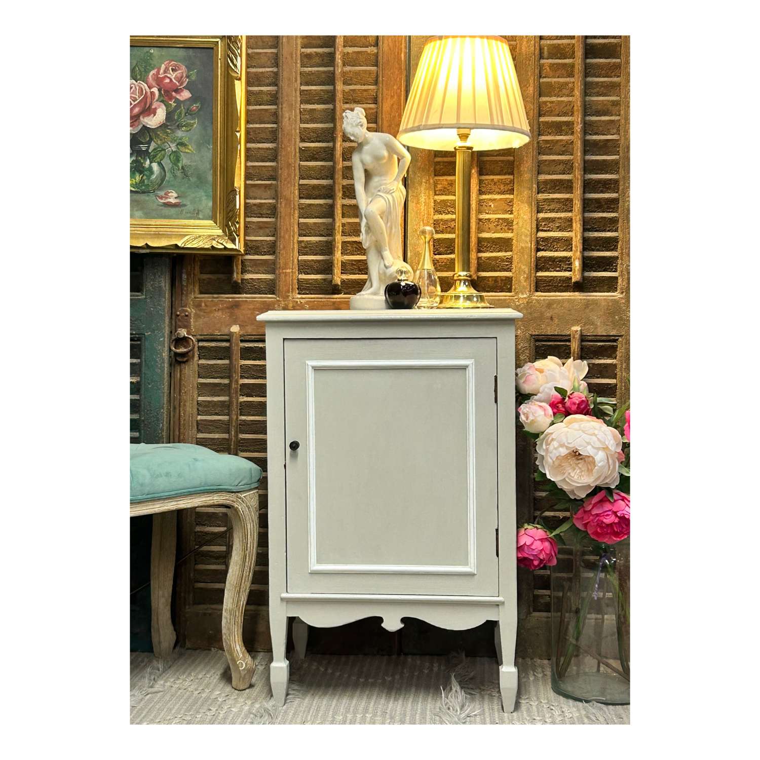 Antique Painted Small Cabinet or Bedside Table