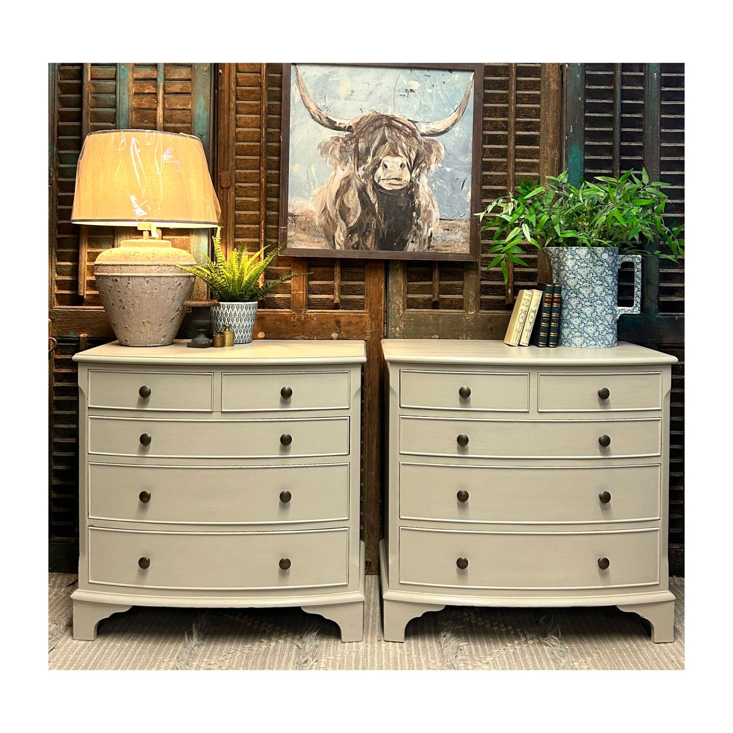 Pair of Bow Front Chests of Drawers or Large Bedside Chests